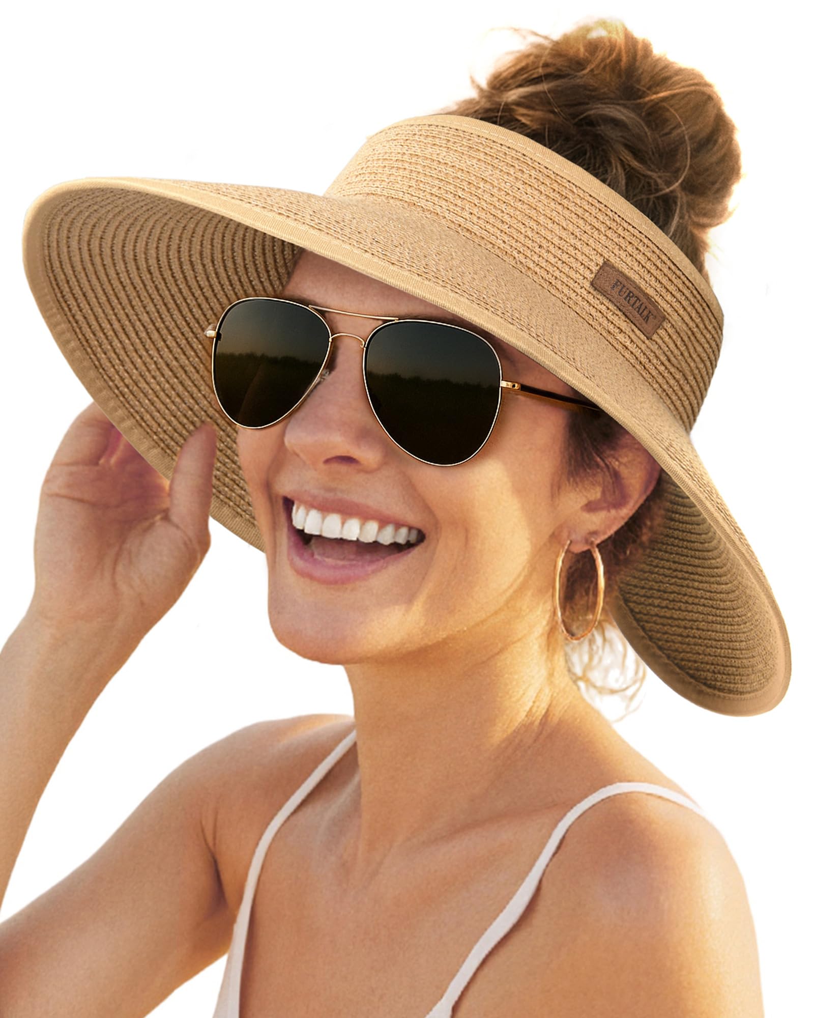 FURTALK Women Wide Brim Sun Hats UV Protection Beach Hat Straw Visor Summer Essentials
| FURTALK Women Wide Brim Straw
